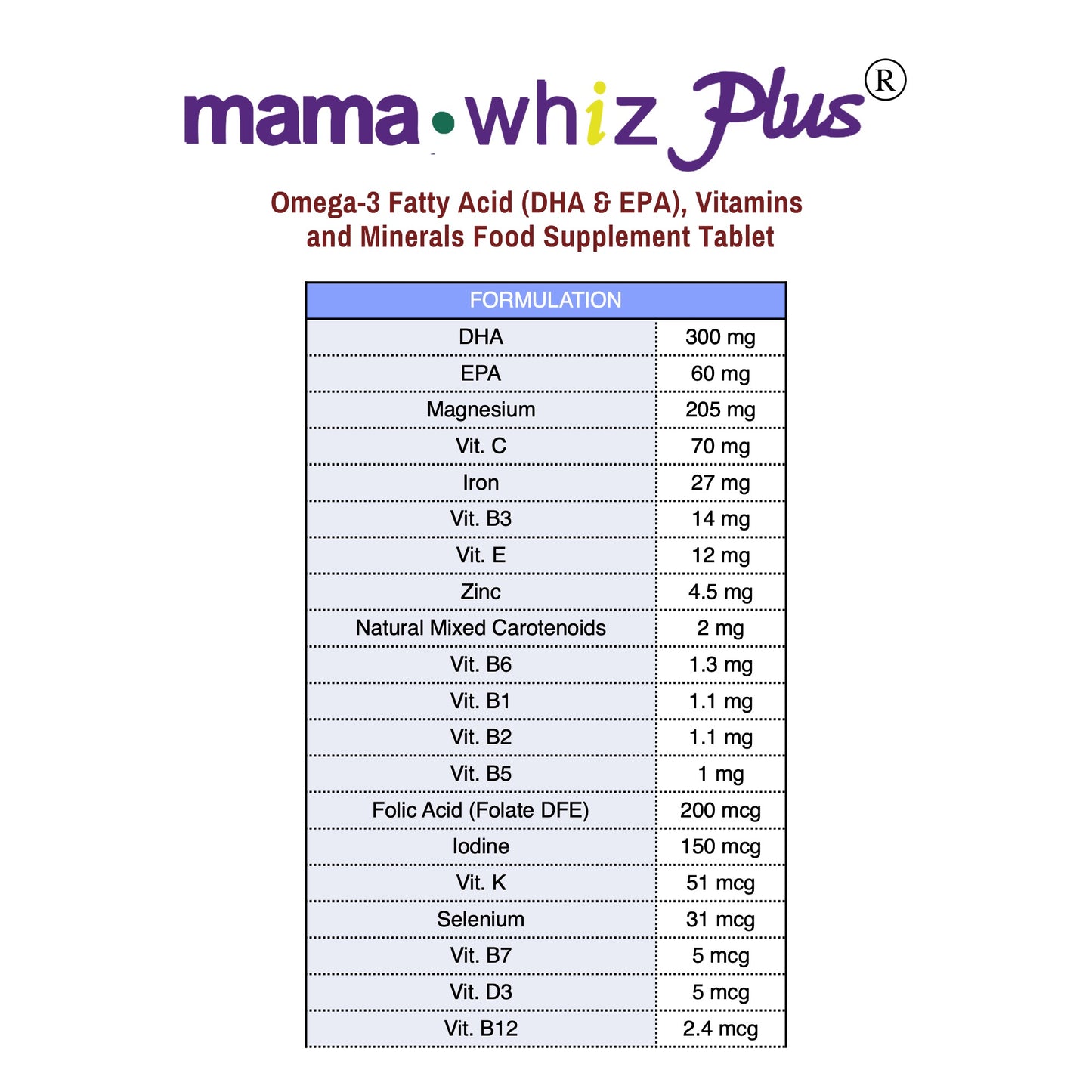 Mamawhiz Plus (with DHA and EPA) 30s